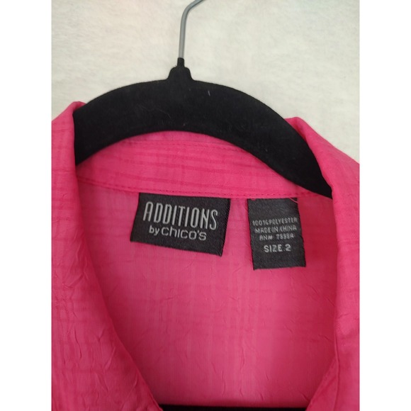 Additions by Chico's Pink Button Down 3/4 Sleeve Top Career, Size 2 Large - Picture 3 of 9